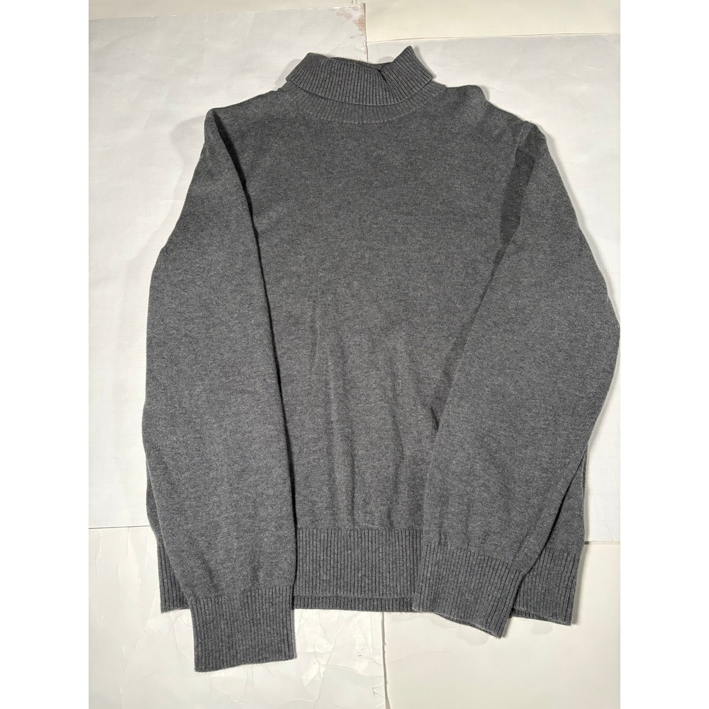 Lands' End Men's Medium Gray Supima Cotton Turtleneck Sweater Long Sleeve